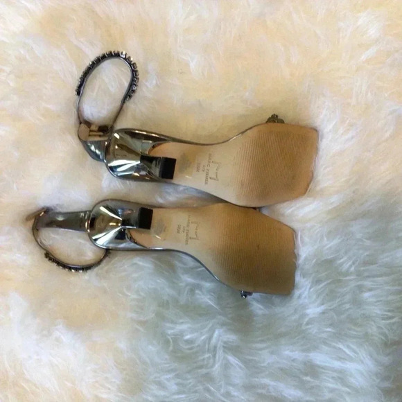 Marc Fisher Sandals Size 5 1/2 M with Rhinestones Ankle Straps Heels Leather - Picture 5 of 7